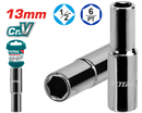 Total tools 1/2" Deep hexagonal socket black nickel plated 13mm - THTST12133L