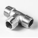 Brass Tee Pipe Fitting (3 Male Threads) – Gold Color or Nickel-Plated | Model ET-MMM