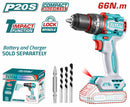 Total Tools 20V Compact Brushless Cordless Impact Drill – 66Nm – Without Battery and Charger – Model TIDLI206681