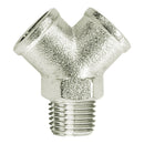 Brass Y-Shaped 3-Way Connector (1 Male × 2 Female Threads) – Gold or Nickel Plated-Model EY