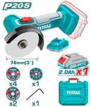 Total tools Li-ion Mini Cut-off Tool 3 " - 20 V + 7 pcs disc set With 1 Pcs 2.0Ah battery pack And 1 Pcs charger-TAGLI76012