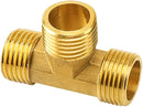 Brass Tee Pipe Fitting (3 Male Threads) – Gold Color or Nickel-Plated | Model ET-MMM
