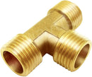 Brass Tee Pipe Fitting (3 Male Threads) – Gold Color or Nickel-Plated | Model ET-MMM