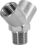 Brass Y-Shaped 3-Way Connector (1 Male × 2 Female Threads) – Gold or Nickel Plated-Model EY