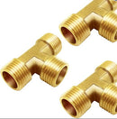 Brass Tee Pipe Fitting (3 Male Threads) – Gold Color or Nickel-Plated | Model ET-MMM