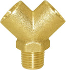 Brass Y-Shaped 3-Way Connector (1 Male × 2 Female Threads) – Gold or Nickel Plated-Model EY