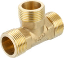 Brass Tee Pipe Fitting (3 Male Threads) – Gold Color or Nickel-Plated | Model ET-MMM