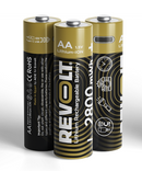 Revolt Rechargeable Lithium AA 2800 mWh 1.5V Battery , 2 pcs. + Charger Cable USB-C –  Model : Battery-AA-2800-2