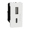 Schneider Electric USB Type A+C, Miluz E, 2 Port, 2.4A, 12W, 1 Module, White - M3TB-USB-AC