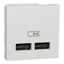 Schneider Double USB socket, New Unica, 2.1A, A+A type, 2 modules, white - NU341818