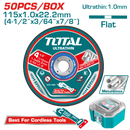 TOTAL TOOLS 4.5" Ultra-Thin Metal Cutting Disc Set, 1mm Thickness, 50 Pcs - TAC1050115