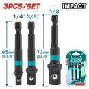 Total Tools 3 Pcs Drill to Impact Driver Adapter Set 1/4", 3/8", 1/2" – TAC273651