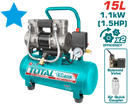 Total Tools Silent Air Compressor 15L – 1.5HP – 8 Bar Pressure – Model TCS1110152