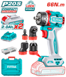 TOTAL TOOLS 20V Brushless Cordless Multi-Head Drill Driver, 66 Nm +  4 Heads, 2 Batteries & Charger - TDLI206686