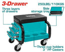 Total tools Creeper seat 3 side drawers - THCS103