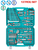 TOTAL TOOLS 137-Pcs Comprehensive Tool Kit ( Pliers + Wrenches + Sockets) – Model THKTHP21376