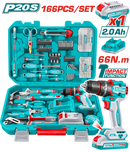 Total Tools Tool set + Cordless Impact Drill 66Nm with Battery & Charger 166 Pcs –  THKTHP41667
