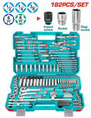 TOTAL TOOLS 182 Pcs Combination Tool Set with Sockets & Wrenches - THKTHP61827