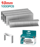TOTAL TOOLS 10mm staples, 1000pcs, compatible with THT31142, THT31143, THT31146. Durable fastening solution.