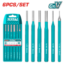 TOTAL TOOLS 6 Pcs Pin Punch Set, 152mm Length, 1.5–8mm - THT42K0606