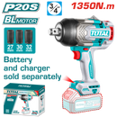 Total tools Cordless impact Brushless wrench 3/4 inch 20V 1350 NM Without Battery And Charger-TIWLI201351