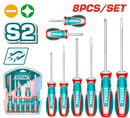توتال تولز طقم مفكات 8 قطع  s2 عادة و صليبة  - TKSDS0826