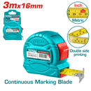 Total tools Steel measuring tape 3 m * 16 mm ( metric and inch )- TMT34316