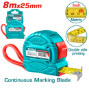 Total tools Steel measuring tape  8 m * 25 mm ( metric and inch )- TMT34825