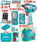 Total Tools 16V Cordless Kit (170Nm  impact driver + Laser Level + 100m Laser Distance Meter) with 2 Batteries and Charger –  TOSLI250886