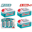 TOTAL TOOLS 20V 4.0Ah Lithium-Ion Battery Kit, 3 Batteries - TOSLI251296