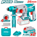 TOTAL TOOLS Lithium-Ion Rotary hammer Brushless 20V With 2 Pcs 4.0Ah battery and 1 PCS charger-TRHLI202287