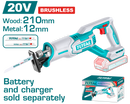 TOTAL TOOLS 20V Cordless Reciprocating Saw, 12mm Metal / 210mm Wood, Without Battery & Charger - TRSLI2108