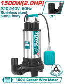 Total Tools Submersible Pump 2HP Stainless Steel Body Copper Motor - 14.5m – TWP7150026
