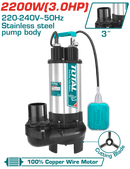 Total Tools 3HP 2200W  Sewage Submersible Pump – Max.head up to 13m – TWP7220026