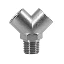 Brass Y-Shaped 3-Way Connector (1 Male × 2 Female Threads) – Gold or Nickel Plated-Model EY