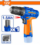 WADFOW Lithium-ion cordless drill 12v -1X 1.5Ah battery 20N 2-speed gear-WCDS520