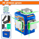 WADFOW 3D Green Beam Self-Leveling Laser Level / 12 lines 360 degrees 30 meters battery- WLE2M12