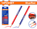 Wadfow 12 Pcs Bi-Color Carpenter Pencil Set Blue & Red – Model WMQ2512