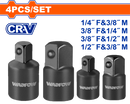 WADFOW 4 Pcs Impact socket adapter set(1/4, 3/8, 1/2)- WMS6404