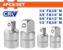WADFOW 4 Pcs Socket adapter set  (1/4, 3/8, 1/2) - WST9604
