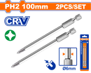 WADFOW PH2 Impact Phillips Screwdriver Bits 2 Pcs 100mm -WSV9KPH2