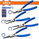 WADFOW  4Pcs circlip pliers set 7"/180mm Carbon steel - WPS2604