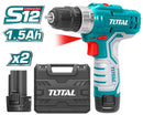 TOTAL TOOLS Lithium-Ion cordless drill 12V / Max.torque:20NM - TDLI1232